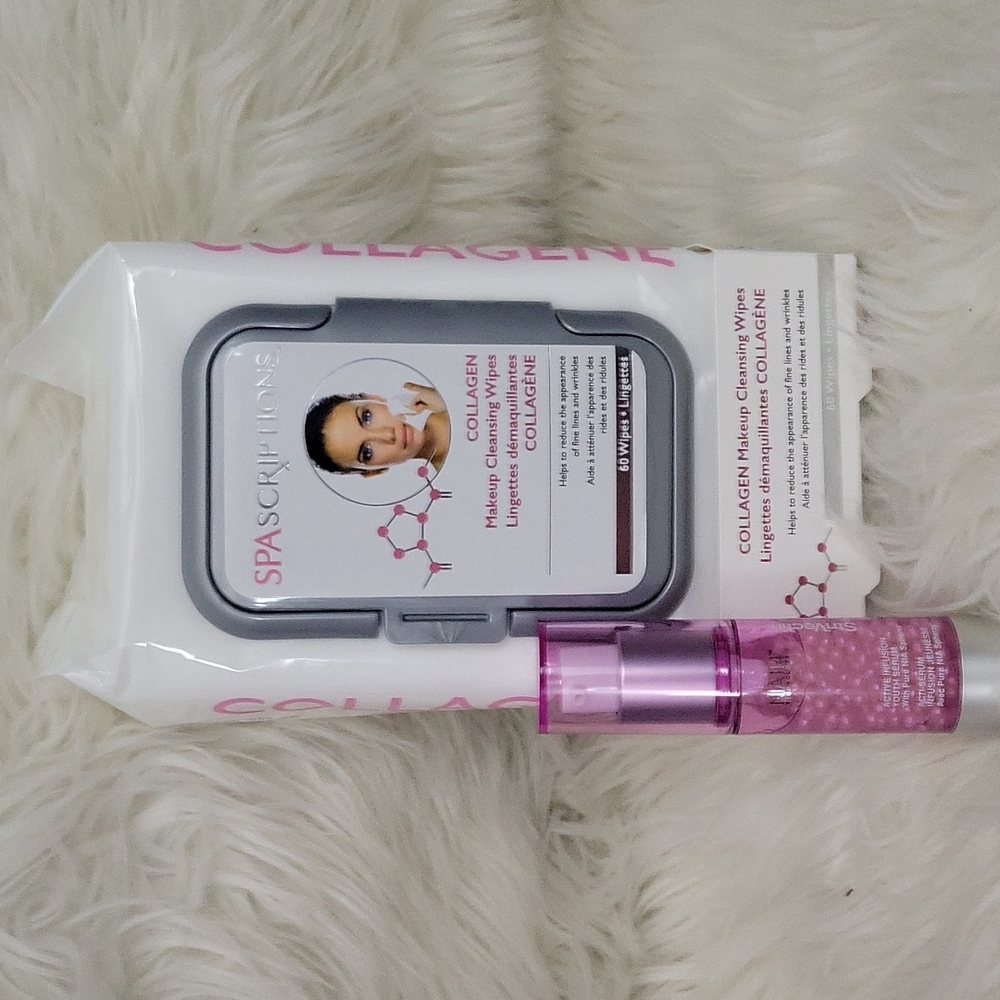 StriVectin Multi-Action Eye Cream 0.5 fl and Spa Scriptions Makeup collagen wipe